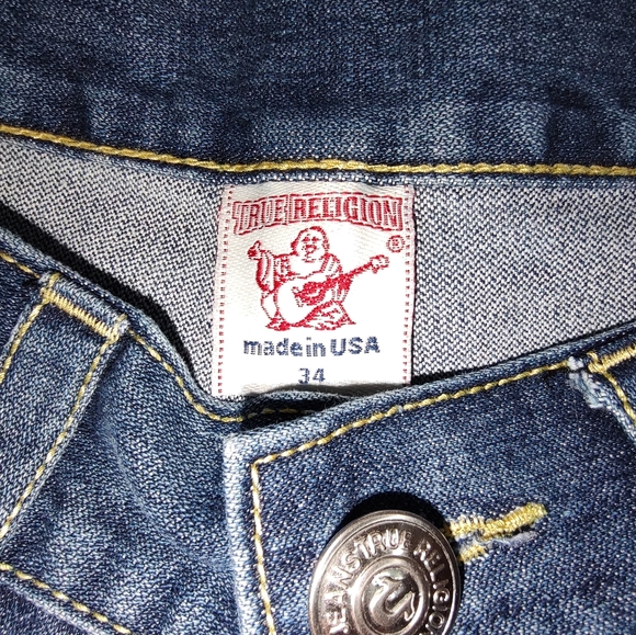 True Religion World Billy SuperT Jeans Mens 34 Bootcut Med Wash Flap Pocket - Picture 5 of 5